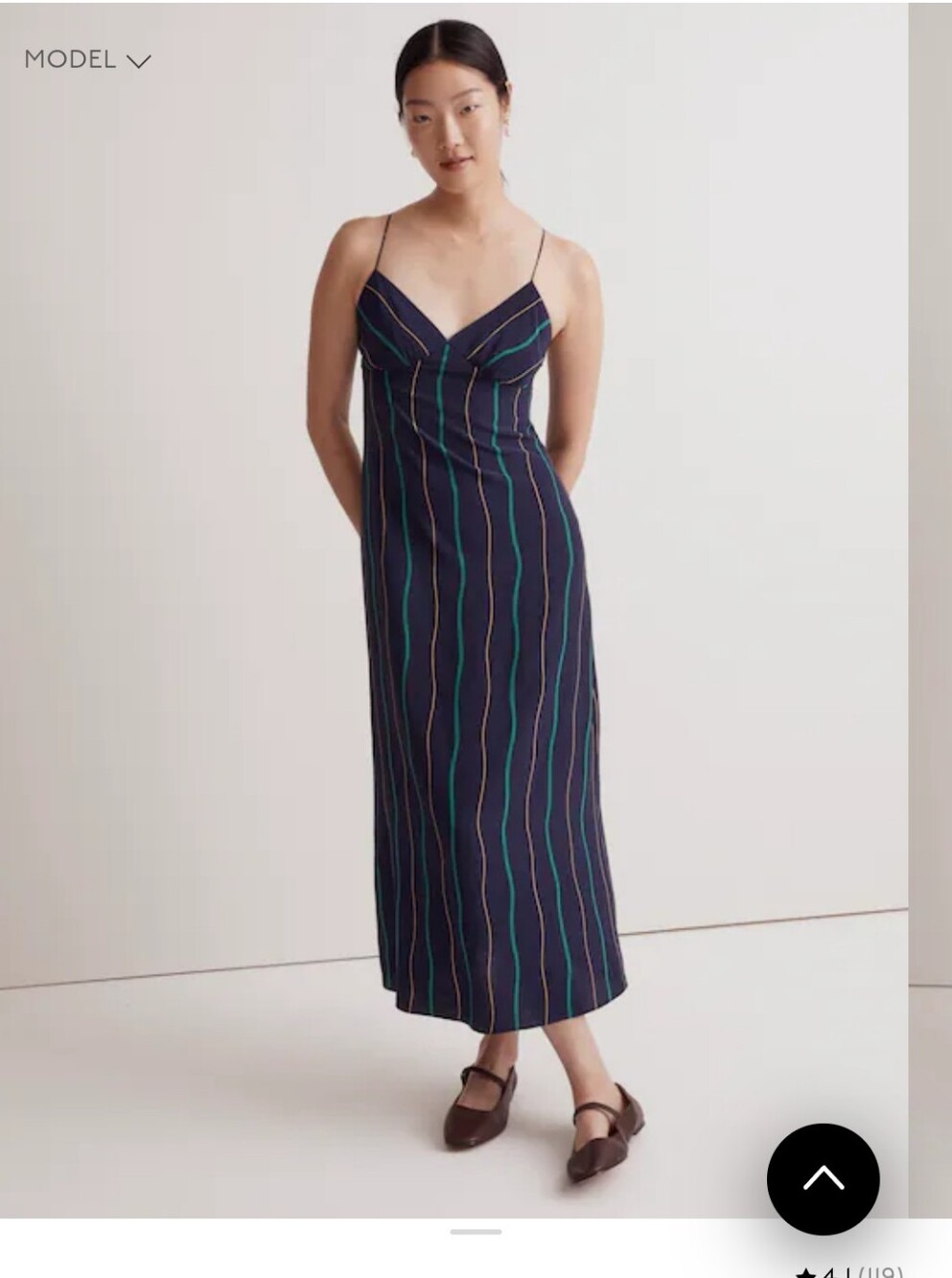 Madewell Navy Striped Slip Midi Dress